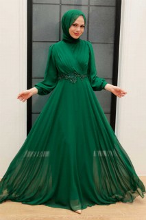 Evening & Party Dresses - فستان سهرة حجاب أخضر 100340335 - Turkey