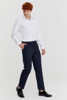 Men's Navy Blue Alberto Dynamic Fit Casual Fit Side Pocket Straight Fabric Trousers 100350604