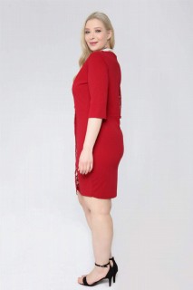 Plus Size Claret Red Guipure Short Evening Dress 100276647