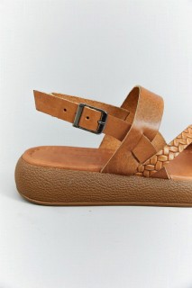 Lidie Tan Leather Sandals 100343422
