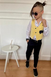 Boy Clothing - Boy's Cepken Vest Bowtie Yellow Top and Bottom Set 100328322 - Turkey