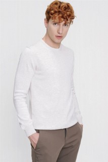 Men's Beige Dynamic Fit Basic Crew Neck Knitwear Sweater 100345101