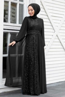 Evening & Party Dresses - Black Hijab Evening Dress 100336314 - Turkey