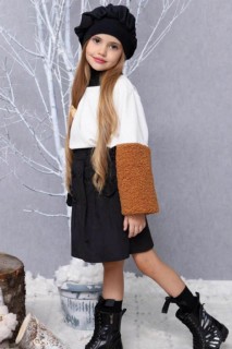 Girl's Hat and Sleeves Brown Wool Velvet Skirt Suit 100344676