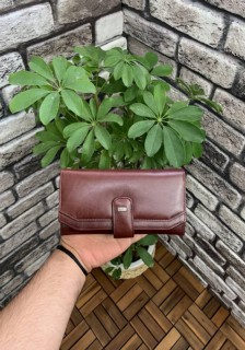Bags - Claret Red Flipped Leather Women's Wallet 100345883 - Turkey