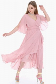 Woman - Plus Size Chiffon Long Dress 100276189 - Turkey