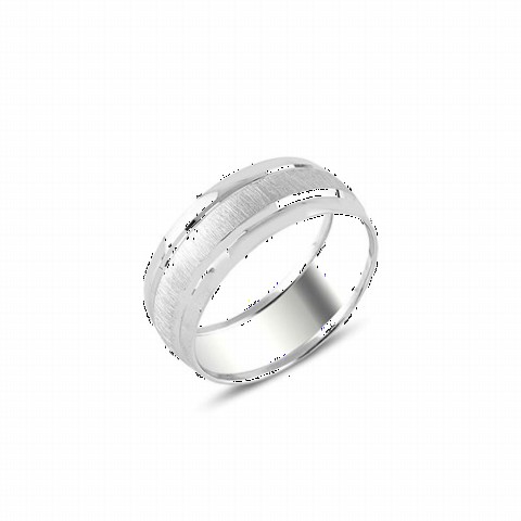 Men - Rhodium Plated Plain Silver Wedding Ring 100347211 - Turkey