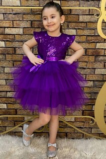 Children's Pearl Embroidered Katkat Purple Evening Dress 100328677