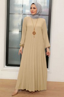 Clothes - Beige Hijab Dress 100340997 - Turkey