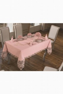 French Guipure Jasmine Table Cloth Set 18 Pieces Powder 100259628