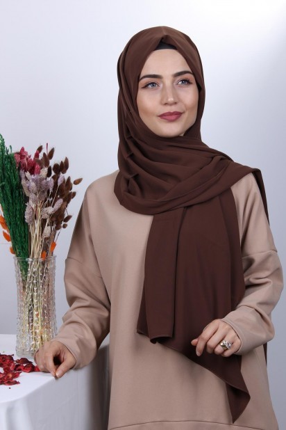 Woman - Medina Silk Shawl Brown 100285390 - Turkey