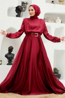 Wedding & Evening - Robe de soirée hijab bordeaux 100339790 - Turkey