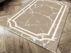 Carpet - Non-Slip Base Digital Print Velvet Carpet Linear Stone Brown 180x280 cm 100260349 - Turkey