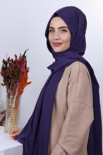 Woman Hijab & Scarf - شال حریر مدینه بنفش - Turkey