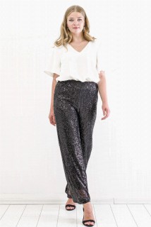 Pants-Skirts - Pantalon de Soirée Grande Taille Zara à Paillettes Noir 100276331 - Turkey