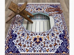 Mihrab Velvet Prayer Rug Navy Blue 100260352