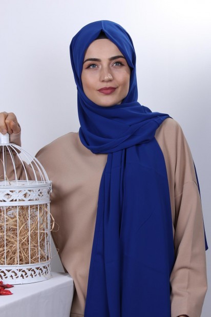 Woman Hijab & Scarf - Medina Silk Shawl Sax 100285397 - Turkey