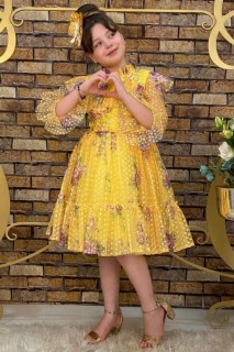 Kids - Girl Flower Princess Yellow Dress 100326835 - Turkey