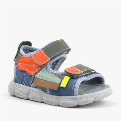 Shoes - صندل أطفال جلد طبيعي لون رمادي برتقالي 100352479 - Turkey