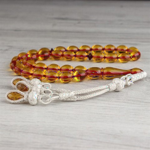 Honey Color Squeezed Amber Rosary 100349454