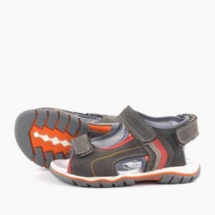 Genuine Leather Gray Velcro Boy Sandals 100278841