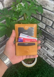 Guard Magnet Small Size Antique Leather Yellow Card Holder/Business Card Holder 100345888