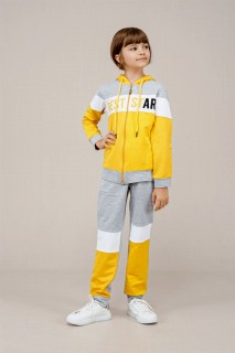 Young Girl's Letter Detailed Hooded Tracksuit Set 100352522