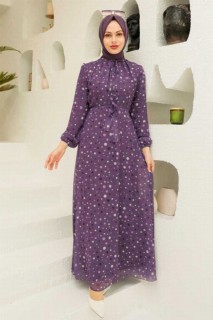 Clothes - Lila Hijab-Kleid 100338517 - Turkey