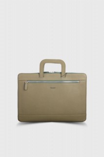 Men Shoes-Bags & Other - Guard Khaki Green Leather Briefcase and Laptop Bag 100345626 - Turkey