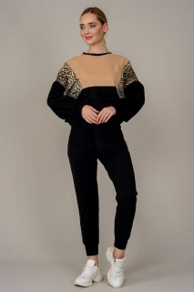Lingerie & Pajamas - Women's Leopard Patterned Tracksuit Set 100326399 - Turkey