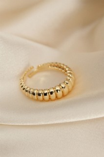 Rings - Adjustable Gold Color Convex Ring 100326553 - Turkey