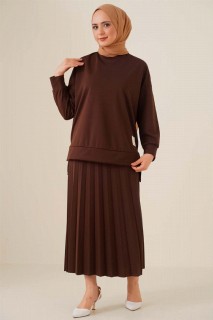 Cloth set - Women's Skirt Pleated Basic Double Suit 100342666 - Turkey