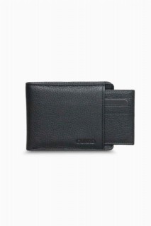 Leather - 100345359 محفظة جلد أصلي للرجال باللون الأسود مع فتحة بطاقة مخفية - Turkey