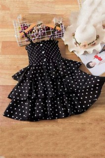 Girl's Skirt Frilly Bandana and Straw Hat Black Polka Dot Dress 100344648