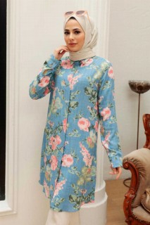 Woman - Blue Hijab Tunic 100340401 - Turkey