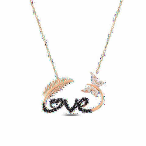 Love Written Butterfly Motif Silver Women's Necklace 100347614
