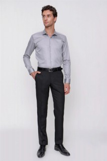 Men Black Basic Santos Jacquard Slim Fit Slim Fit Fabric Trousers 100350836