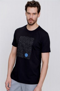 Men's Black Crew Neck Trend Printed Dynamic Fit Comfortable Cut T-Shirt 100352614