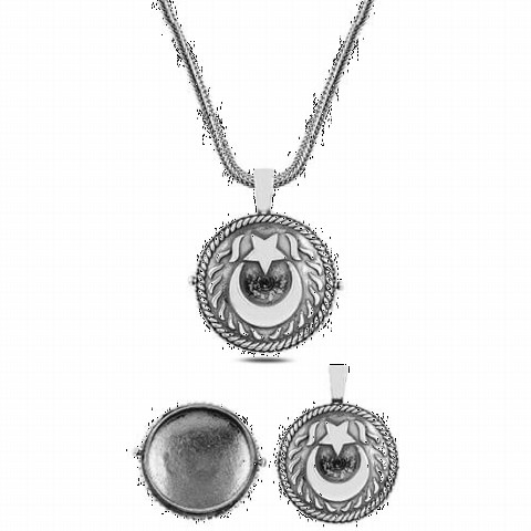 Necklace - Moon Star Silver Amulet Necklace 100346787 - Turkey