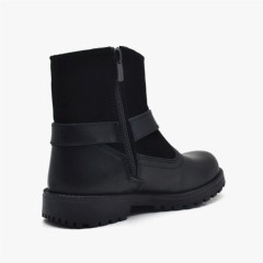 Garuda Genuine Black Leather Zipper Boots for Kids 100278629
