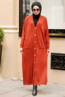 Outwear - Cardigan tricot hijab terre cuite 100339022 - Turkey