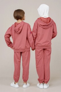 Young Girl's Text Printed Tracksuit Set 100352563