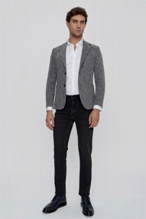 Men's Black Step Slim Fit Slim Fit Bag Pocket Knitted Jacket 100350920