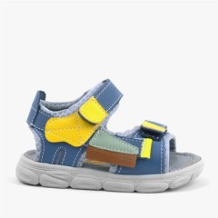 Genuine Leather Blue-Yellow Baby Sandals 100352478