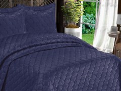 Lisbon Quilted Double Bedspread Navy Blue 100330333