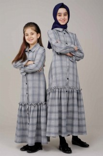 Daily Dress - Young Girl Checked Patterned Frilly Dress 100325645 - Turkey