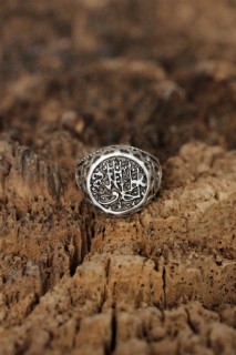Silver Rings 925 - Adjustable Arabic Written Design Men's Ring 100319079 - Turkey