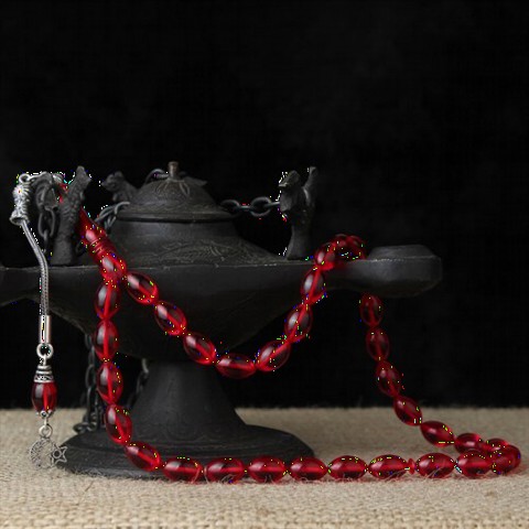 Rosary - سبحة حمراء مزينة بشرابة على شكل نجمة القمر دوارة عنبر 100349451 - Turkey
