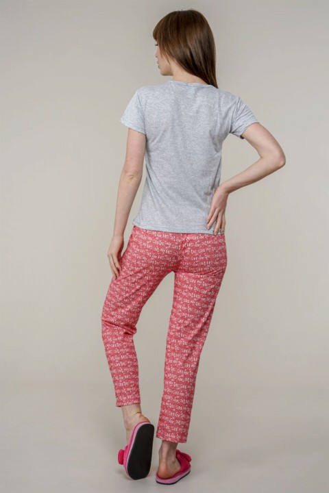 Women's Text Detailed Pajamas Set 100325948