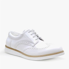 Boy Shoes - Hidra White Pattent Leather Boy Classic Shoes 100278520 - Turkey